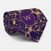 Cravate Motif neuronal violet et doré (Roulé)
