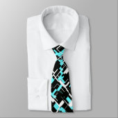 Cravate Motif noir blanc bleu tendance cool (Attaché)