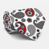 Cravate Motif, noir, blanc et rouge de Paisley (Roulé)
