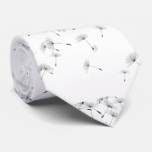 CRAVATE MOTIF NOIR DANDELION BLANC (Roulé)