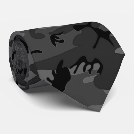 Cravate Motif noir de Camo (Roulé)