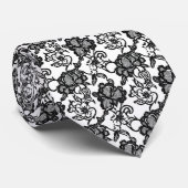 Cravate Motif noir en dentelle complexe (Roulé)