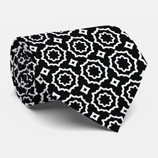Cravate Motif noir et blanc (Roulé)