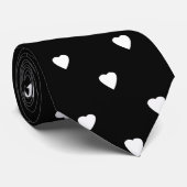 Cravate Motif noir et blanc - coeurs (Roulé)