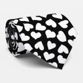 Cravate Motif noir et blanc de coeur (Roulé)