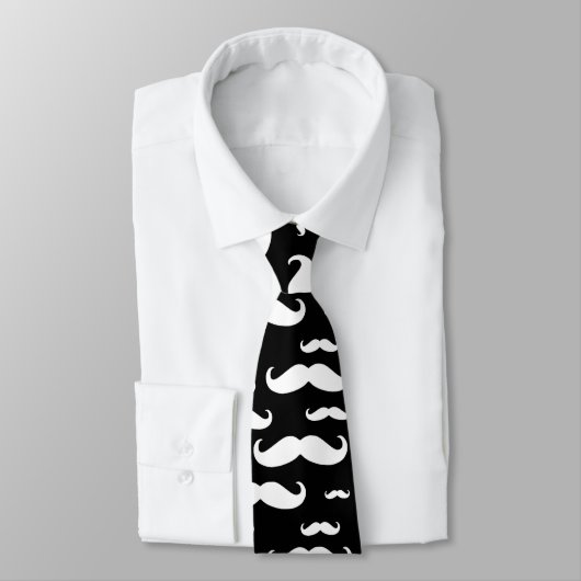 Cravate Motif noir et blanc de moustache (Attaché)