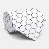 Cravate Motif noir et blanc en nid d'abeille hexagonale  (Roulé)