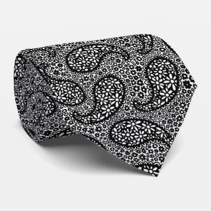 Cravate Motif noir et blanc Paisley Daisy