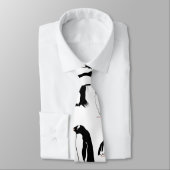 Cravate Motif noir et blanc pingouins (Attaché)
