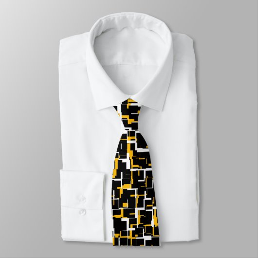 Cravate Motif noir noir jaune (Attaché)