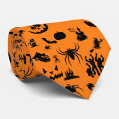 Cravate Motif noir orange d'Halloween (Roulé)
