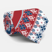 Cravate Motif norvégien rayé bleu rouge (Roulé)
