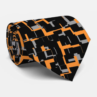 Cravate Motif numérique camouflage orange noir blanc