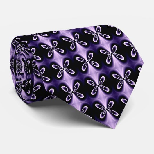 Cravate Motif numérique Pétal Floral bleu violet (Roulé)