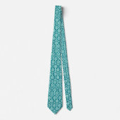 Cravate Motif octogonal bleu et vert-menthe (Devant)