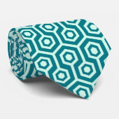 Cravate Motif octogonal bleu et vert-menthe (Roulé)