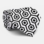 Cravate Motif octogonal noir et blanc (Roulé)