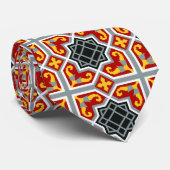 Cravate Motif octogonal rouge de tuile de Barcelone (Roulé)
