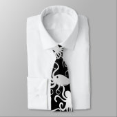 Cravate Motif octopus.b Black BG (Attaché)