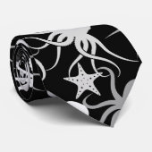 Cravate Motif octopus.b Black BG (Roulé)