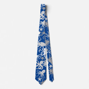 Cravate Motif octopus.b Bleu BG