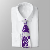 Cravate Motif octopus.b D Violet BG (Attaché)