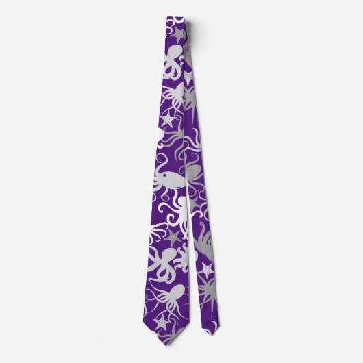 Cravate Motif octopus.b D Violet BG (Devant)