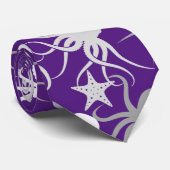 Cravate Motif octopus.b D Violet BG (Roulé)