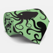 Cravate Motif octopus.w LGreen BG (Roulé)