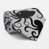 Cravate Motif octopus.w LGrey BG (Roulé)