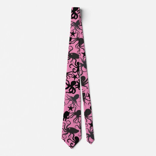 Cravate Motif octopus.w Pink BG (Devant)