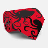 Cravate Motif octopus.w rouge BG (Roulé)