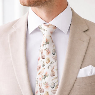 Cravate Motif Œuf de Pâques Printemps Pastel Fête Vacances