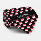 Cravate Motif ondulé du drapeau de Singapour (Roulé)