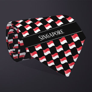 Cravate Motif ondulé du drapeau de Singapour