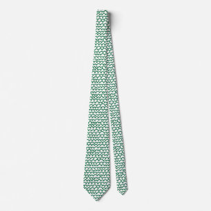 Cravate Motif ondulé - Vert de la forêt sur blanc
