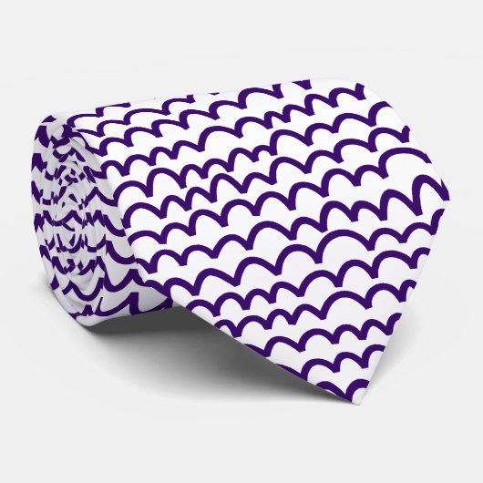 Cravate Motif ondulé - Violet profond sur blanc (Roulé)
