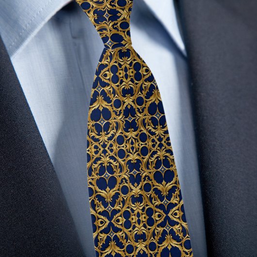 Cravate Motif Or sur Saphire