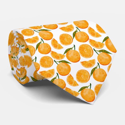 Cravate Motif Orange Aquarelle (Roulé)