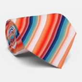 Cravate Motif orange bleu ligne (Roulé)