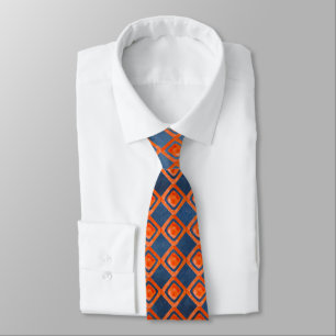 Cravate Motif orange d'aquarelle de bleu marine