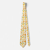 Cravate Motif orange et citron blanc (Devant)