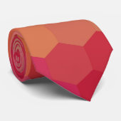 Cravate Motif orange rose Hexagon Zigzag (Roulé)