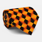 Cravate Motif orange rouge noir diamant (Roulé)