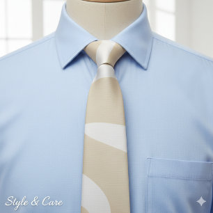 Cravate Motif organique simple beige crème