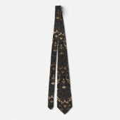 Cravate Motif oriental - cuir et or noirs (Dos)