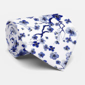 Cravate Motif oriental de branche de Sakura (Roulé)