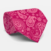Cravate Motif Paisley Rose Et Magenta Floral (Roulé)