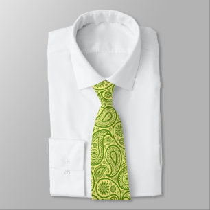 Cravate Motif Paisley Vintage vert et jaune