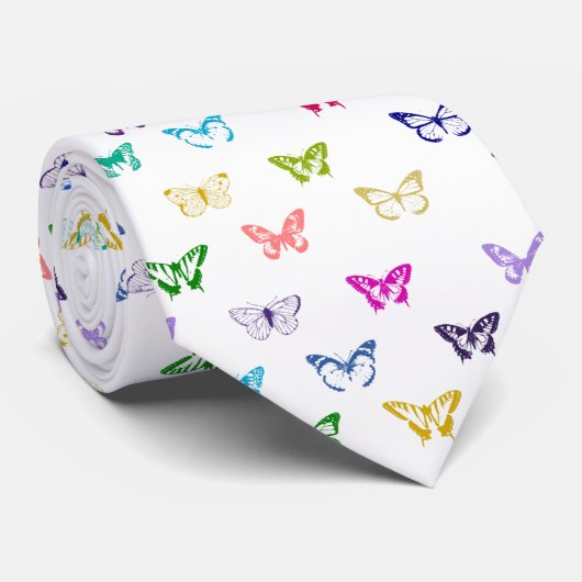 Cravate Motif papillon arc-en-ciel (Roulé)